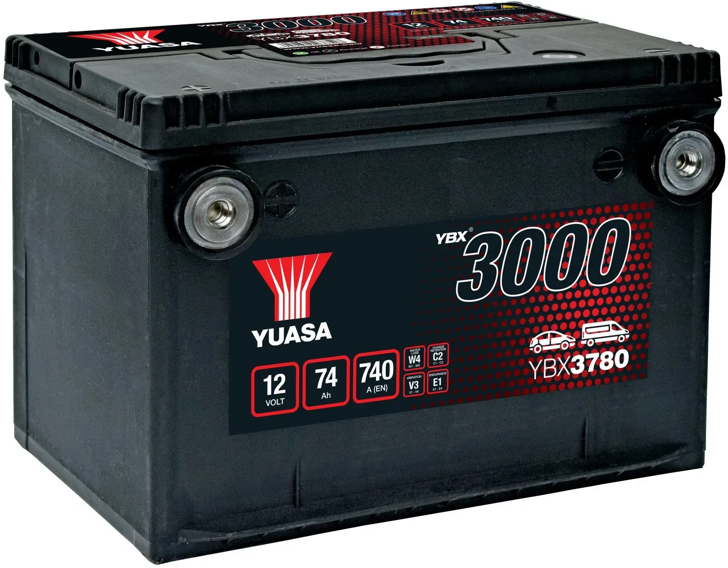 YUASA YBX3000 - SMF 12V 74Ah 740A Starterbatterie für PONTIAC CHEVROLET CADILLAC HUMMER SAAB BUICK DODGE DFSK YBX3780