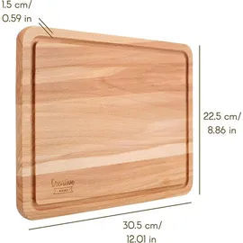 Creative Home 2 x Schneidebrett Holz | 30,5 x 22,5 x 1,5 cm | Holzschneidebrett mit Saftrille | Umkehrbar Schneidbrett | Holzbrett Küche Ideal fü...