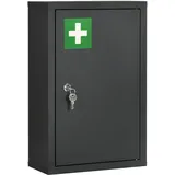 Medizinschrank Mit 3 Ablagen Und Schloss Mit Schlüsseln Aus Stahl, 30 X 14 X 46 Cm, Schwarz