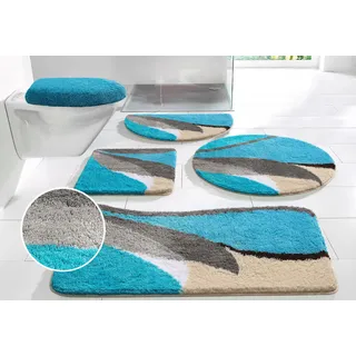 Badematte MY HOME "Magnus, Badvorleger, Badezimmer Teppich" Gr. 10, blau, H:20mm, Polyacryl, Badematten, mehrfarbig, Badteppich, Badematten auch als 2 teiliges Set & rund
