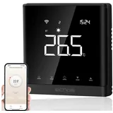 Echos Wandthermostat Heizung Smart Fußbodenheizung WLAN Raumthermostat digital Über Smartphone Tuya Smart Life Amazon Alexa Google Home steuerbar Thermostat Fussbodenheizung Programmierbar (Schwarz)