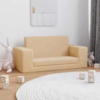 vidaXL Kindersofa 2-Sitzer Creme Weich Plüsch  - weiß