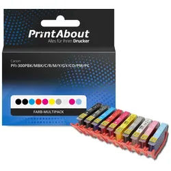 Haushalt Canon PFI-300PBK/MBK/C/R/M/Y/GY/CO/PM/PC Tintenpatrone 10-Farben Multipack