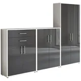 moebel-dich-auf Aktenschrank OFFICE EDITION (Set 55, 2x Aktenschrank niedrig + 1x Aktenschrank hoch) abschließbar, Metallgriffe weiß