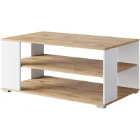 Mirjan24 Couchtisch Eiche Wotan, Weiß, Rechteckig,Rechteckig, 100x45x60 cm, Wohnzimmer,