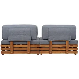 Mendler Garten-Garnitur HWC-L28, Lounge-Set Sitzgruppe Lounge-Sessel Sofa, Spun Poly Akazie Holz MVG ~ Polster dunkelgrau