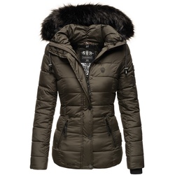 NAVAHOO Damen Modische Winterjacke Steppjacke mit Kunstpelz Kapuze Zuckerbiene