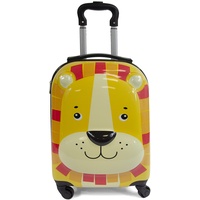 KINSTON Trolley-Koffer für Kinder | Gepäck mit Tiermotiven: Löwe gelb, Gelb und Orange, Koffer