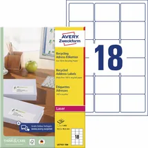 Avery Zweckform Adressetiketten LR7161-100 Weiß 63,5 x 46,6 mm 100 Blatt 1800 St.