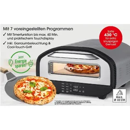GOURMETmaxx Elektro-Pizzaofen 1700W Edelstahl/schwarz mit Pizzaheber | Schwarz