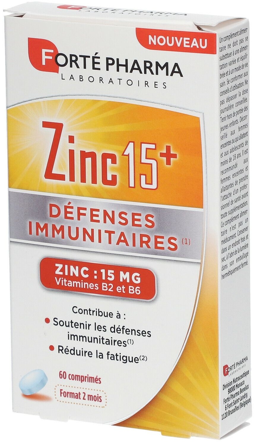 Forté Pharma Zinc 15+ Défenses Immunitaires 60 pc(s) comprimé(s)