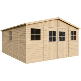 TIMBELA Gartenhaus 4,93 x 4,93 m Beige