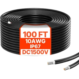 Vevor 100FT Solarpanel-Verlängerungskabel, 10AWG Solar-Verlängerungskabel, IP67 wasserdichtes PV-Kabel für Solarmodule zu Hause, auf Schiffen und in Wohnmobilen, schwarz