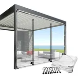 Transparent PVC Plane Pergola Pavillon Seitenwände Outdoor Wetterfeste Vorhänge Seitenteile mit Reißverschluss, für Garten Terrasse Veranda Balkon(3x2.5m/9.8x8.2ft)