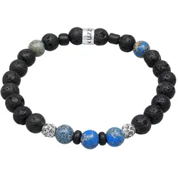 KUZZOI Herren Lava Achat Edelstein Bead 925 Silber Herrenschmuck   