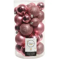Christmas Decorations Weihnachtskugeln Kunststoff 4-6cm Mix 30er Set - Lippenstiftrosa - rosa