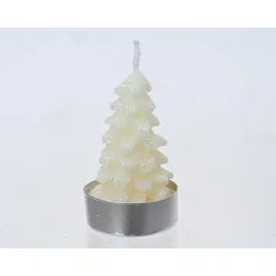 4 Teelichter Kerzen Paraffin 7cm Tannenbaum Form Tischkerzen Adventskerzen Dekokerzen Teelicht Weihnachten Tischdeko Weihnachtsdeko Wollweiß