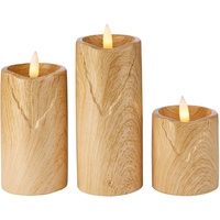 Weltbild Led-Kerzen Wood in Holzoptik 3er Set