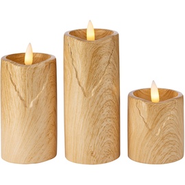 Weltbild Led-Kerzen Wood in Holzoptik, 3er Set