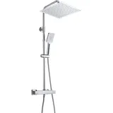 JOHO Thermostat Duschset Duschsystem Regendusche Duschgarnitur Duscharmatur mit 304 Edelstahl Kopfbrause (Eckig 30x30cm)