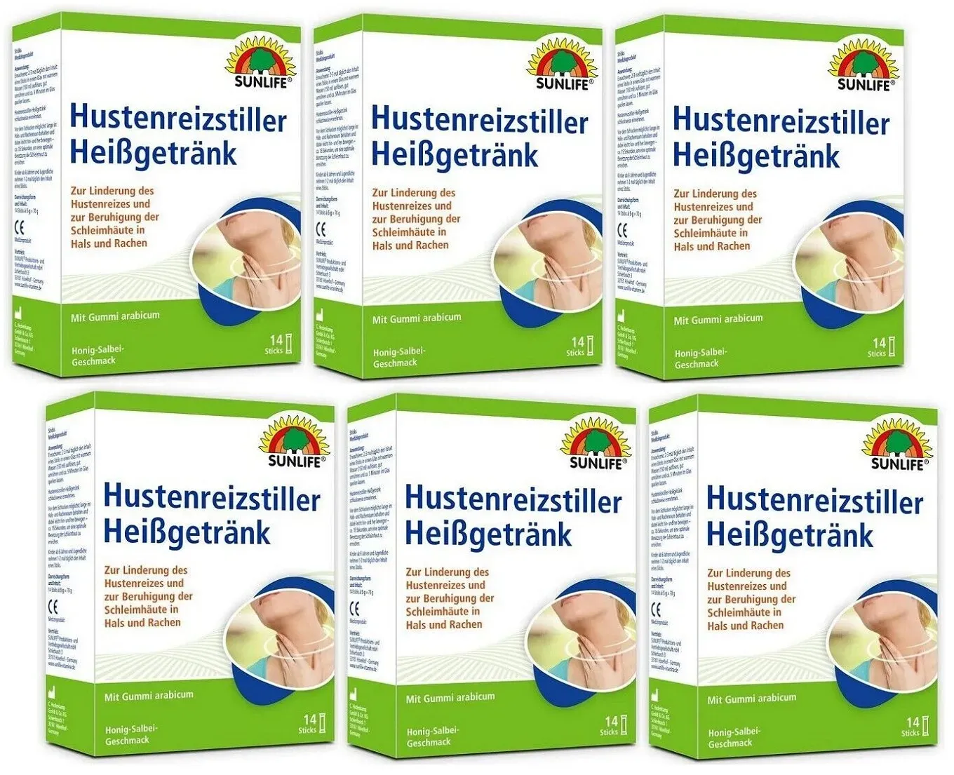 Sunlife Hustenreizstiller Heißgetränk 6x14 Sticks Sparpack