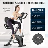 Dskeuzeew Heimtrainer 4-in-1 Heimtrainer mit 8 Stufen verstellbarem Magnetwiderstand und Spannseil, klappba... - Schwarz