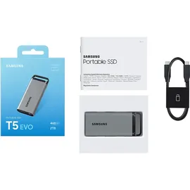 Samsung PSSD T5 EVO Festplatte, 2 TB SSD, extern, Grau