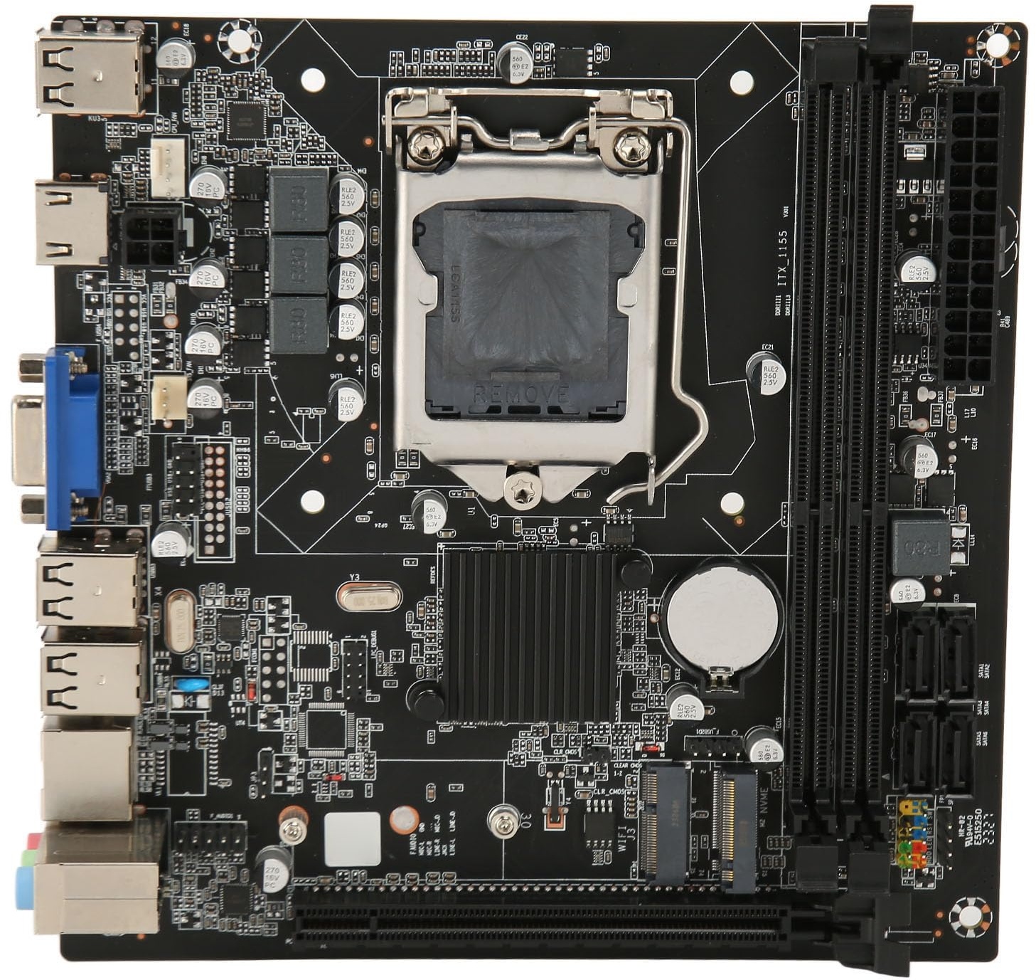 Yunseity ITX H61 V301 Motherboard, DDR3 LGA1155 CPU PC Mainboard mit 4 SATA 2.0 M.2 NVME PCIe 2.0 X16 VGA HD Ausgang Gaming ITX Mainboard