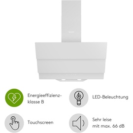 Wiggo B643 Dunstabzugshaube 60cm kopffrei I Abluft Umluft Dunstabzug 615m3/h - Touch-Display 4 Stufen I Energieeffizienzklasse B Schräghaube inkl...