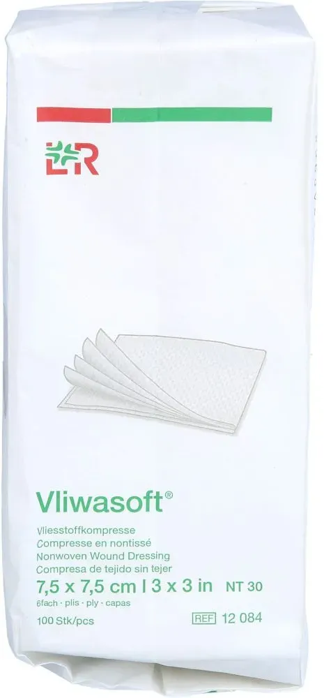 VLIWASOFT Vlieskompressen unsteril 7,5x7,5 cm 6l. 100 St