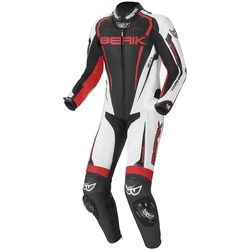 Berik Race-X 1-Teiler Motorrad Lederkombi, schwarz-weiss-rot, Größe 54 für Männer