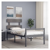 furnicato Bett Seniorenbett mit Kopfteil 100x200 cm Grau Massivholz grau