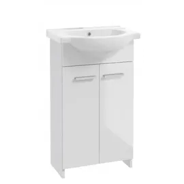 DEFTRANS Badezimmerschrank mit Waschbecken, stehend, weiß, 50 cm, Marlena