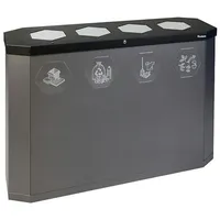 PROREGAL Abfallsammler mit Edelstahl-Einwurfklappe & Touchless-Öffnung, 4x45L, HxBxT 83x120x35,5cm, inkl. Ladegerät, Eisenglimmer, Abfallbehälter