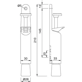 KWS Türfeststeller 1032 Silber 30 mm