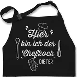 Kinderschürze Schürze Kinder Jungen Mädchen - Kochschürze - Hier bin ich der Chefkoch mit Name - 2-6 Jahre - Schwarz - geschenke für köche küche kochen 2 junge 3 personalisierbar - 2-6 Jahre