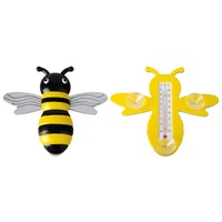 Esschert Design Fensterthermometer, Temperaturmesser Motiv Biene mit Saugnapf, von Innen ablesbar, ca. 22 cm x 20 cm