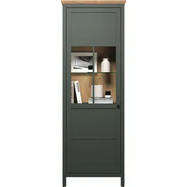 trendteam Vitrine Stanton 69 x 39 x 198 cm Tannengrün/Eiche
