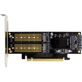 InLine PCIe Karte x16 zu 2x M.2 1x mSATA