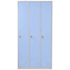 Proregal Garderobenschrank Metall 180x90x50 cm blau 3 Fächer
