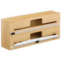 Relaxdays Folienspender aus Bambus Hellbraun,Schwarz
