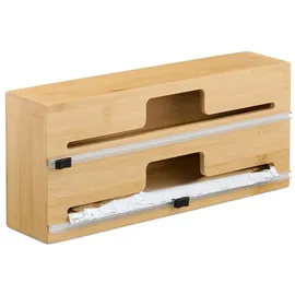 Relaxdays Folienspender aus Bambus Hellbraun,Schwarz