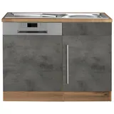 KOCHSTATION Spülenschrank KS-Samos 110 cm breit, inkl. Tür/Sockel für Geschirrspüler grau