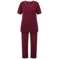 Ulla Popken Pyjama Pyjama Zweiteiler Punkte Halbarm braun|rot 54/56