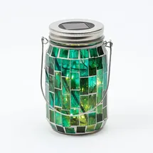 MARELIDA Solarleuchte Glas 13,5 cm inkl. Dämmerungssensor grün