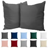 Dreamzie Kissenbezug 65 x 65 Baumwolle Renforcé (2er-Set) - Anthrazit - Dicht gewebt mit 57 Fäden/cm2 - Kissenbezüge 65 x 65 cm - Oeko Tex Zertifiziert - Dreamzie