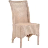 Rattan Esszimmerstuhl hohe Rückenlehne Rattanstuhl Korbstuhl (Vintage Weiss)