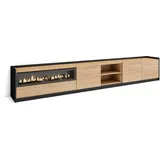 SKRAUT HOME Lowboard 310x50x37 cm Eiche Schwarz Holzwerkstoff