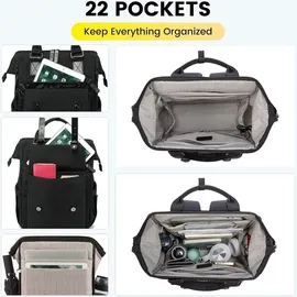 Rucksack Damen Groß 18 Zoll Wasserdicht Schwarz