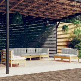 vidaXL Garten-Lounge-Set 8-tlg. creme Massivholz Kiefer